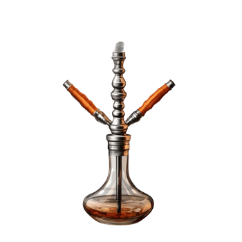 Elegant Metal and Glass Hookah with Two Hoses png