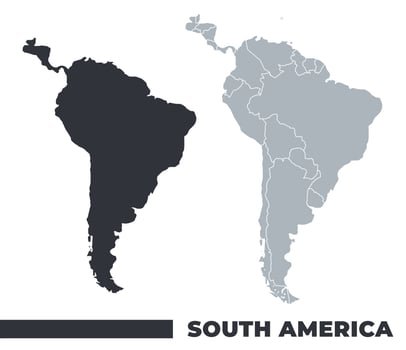 South America flat and border outline maps vector