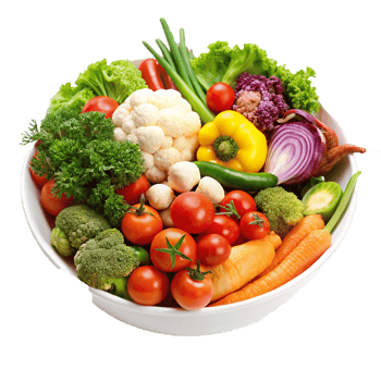 Colorful Bowl of Fresh Vegetables Ready for Cooking png