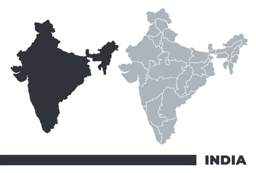 India flat and border outline maps vector