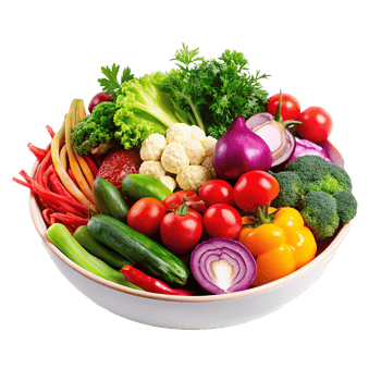 Bowl of Fresh Vegetables Ready for Cooking png