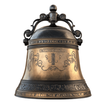 Bronze Bell with Ornate Engraving png