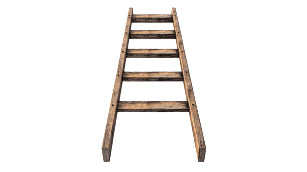 Rustic Wooden Ladder Isolated On Black Background png