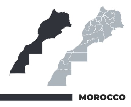 Morocco flat and border outline maps vector