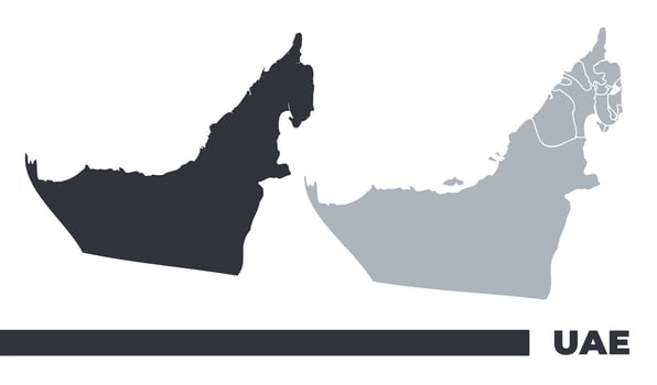 United Arab Emirates flat and border outline maps vector