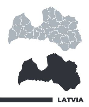 Latvia flat and border outline maps vector
