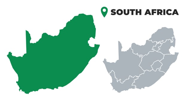 South Africa map simple flat outline set vector