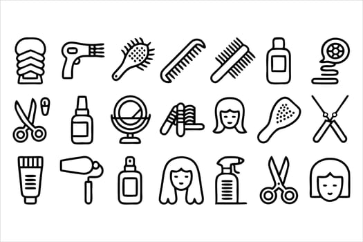 Hair Grooming Essentials Icons vector