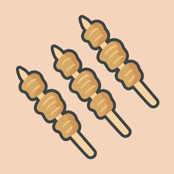 satay food with outline flat design. vector