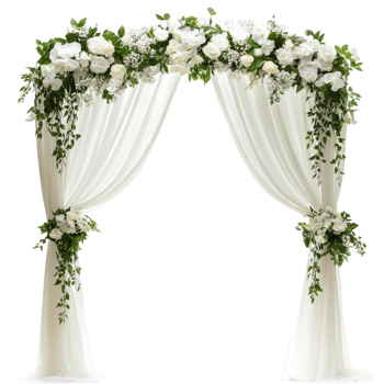 wedding arch with white flowers and greenery png