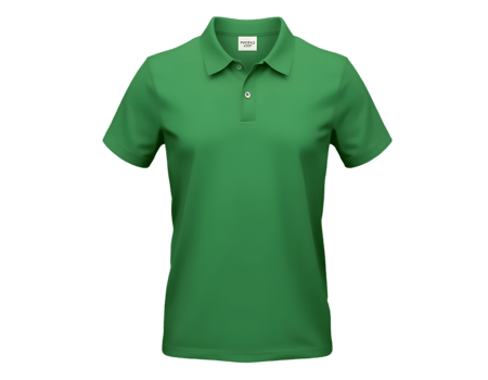Green polo mockup, front view, isolated on transparent background png