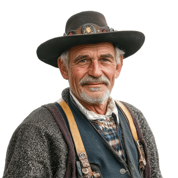 Traditional Bavarian man posing with confidence on a Transparent background, traditional bavarian man isolated on a White background png
