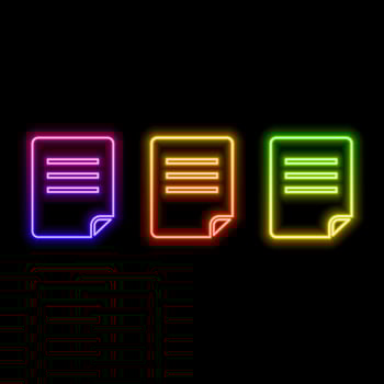 Glowing neon line File document icon isolated on black background. Checklist icon. Business concept. vector