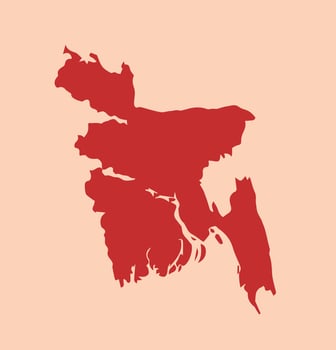 Bangladesh simple flat red map vector