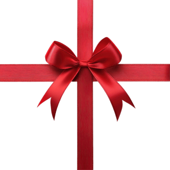 Red gift ribbon with bow displayed on a clean Transparent background for festive occasions and celebrations, Red Gift Ribbon with Bow on background png