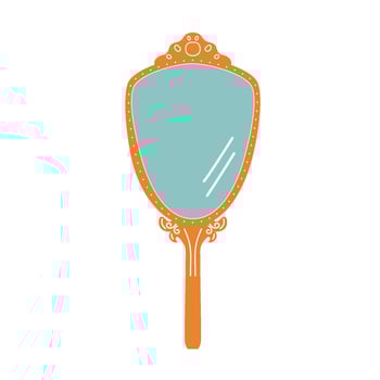 Vintage gold hand mirror. Isolated on a white background. vector