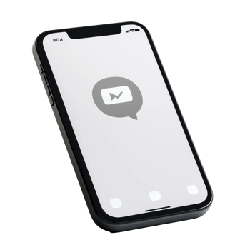 Phone displaying a message bubble on a plain Transparent background with a sleek design for communication, phone with a message bubble on the screen, background png