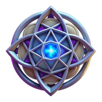 3D Render of a Mystic Geometric Ornament with Glowing Crystal Center png