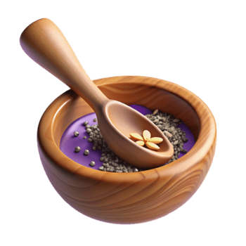 Wooden Bowl 3D Render Spices and Flower Illustration png