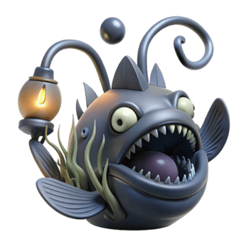3D Render of a Cartoon Anglerfish with a Lantern png