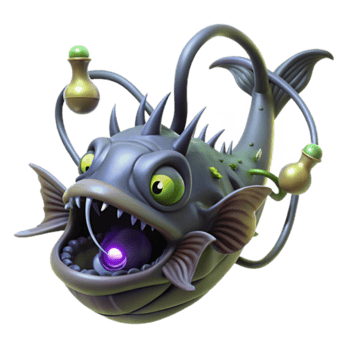 3D Illustration Cartoon Fantasy Fish with Glowing Orb png