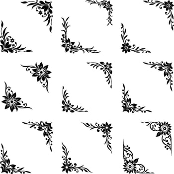 Vintage Floral Corner Border Frames Separator elements For Royal Classic Wedding Illustration On An Isolated White Background vector