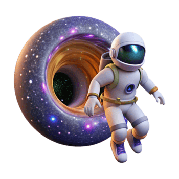 3D Cartoon Astronaut and Wormhole Galaxy Illustration png