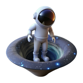 3D Cartoon Astronaut on Vortex Space Illustration png