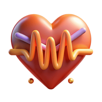 3D Render of Heart with Heartbeat Illustration png
