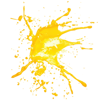 Vibrant yellow paint splatter isolated on a clean Transparent background enhances artistic appeal, Yellow stains isolated on background png