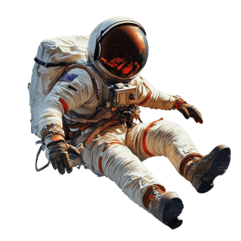 Cosmonaute in a space suit floats against a Transparent background, Cosmonaute on background png