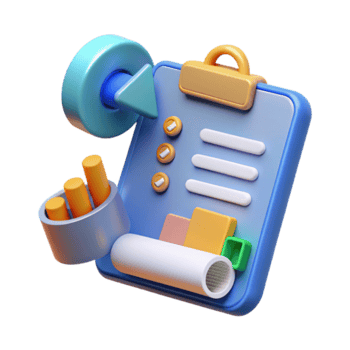 3D Illustration Checklist Progress Report Business Planning png