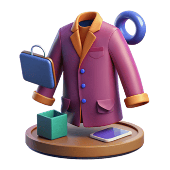 3D Render of Stylish Clothing and Accessories on a Tray png