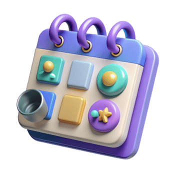 Playful Pastel 3D Calendar Illustration with Colorful Blocks and Star png