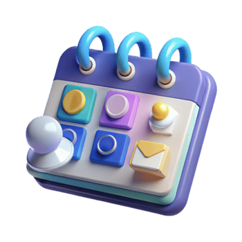 3D Render Colorful Calendar App Interface Illustration png