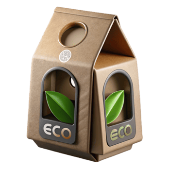Eco-Friendly Cardboard Packaging 3D Illustration Green Leaves Sustainable Product Design png