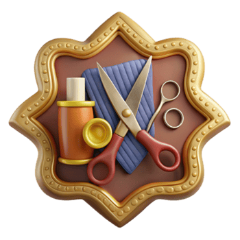 3D Illustration of Sewing Kit in Ornate Frame png