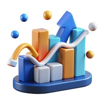 3D Illustration of Upward Trending Bar Graph Showing Growth and Success png