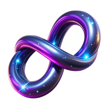 Abstract 3D Infinity Loop Background Image Glowing Purple and Blue Energy Design png