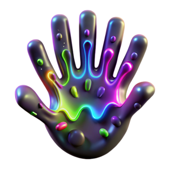 Neon Glowing Hand Abstract 3D Render png