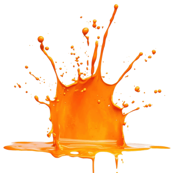 Vibrant orange paint splash creates dynamic visual on clean Transparent background for creative projects, Orange Paint Splash on background png