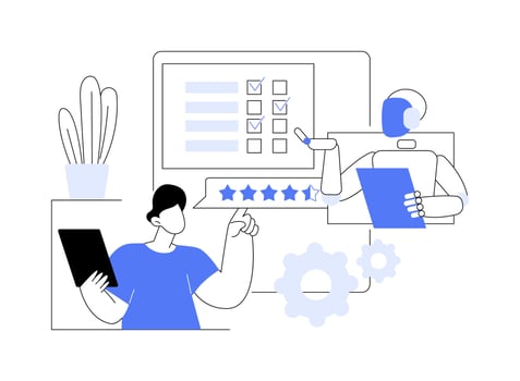 AI-Enhanced Customer Satisfaction Surveys abstract concept illustration. vector