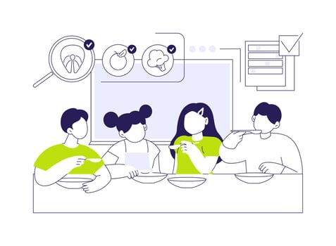 Food monitoring programmes abstract concept illustration. vector