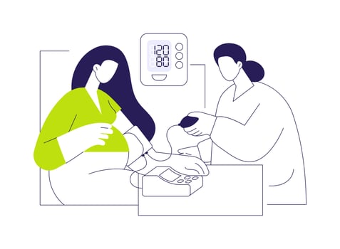 Pregnant women health management abstract concept illustration. vector