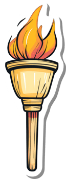 A flaming torch illustration with a wooden handle png