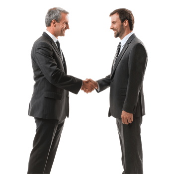 Businessmen exchanging a firm handshake in a professional setting on a Transparent background, Two businessmen shaking hands isolated on background png
