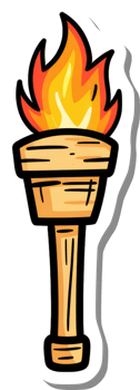 A Cartoon Wooden Torch With A Flaming Top png