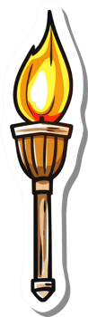 A Flaming Torch Illustration with Gold Accents png