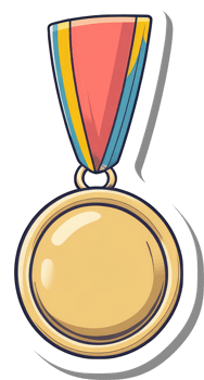 A Gold Medal with Colorful Ribbon Award png
