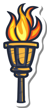 A flaming torch stands tall and bright png